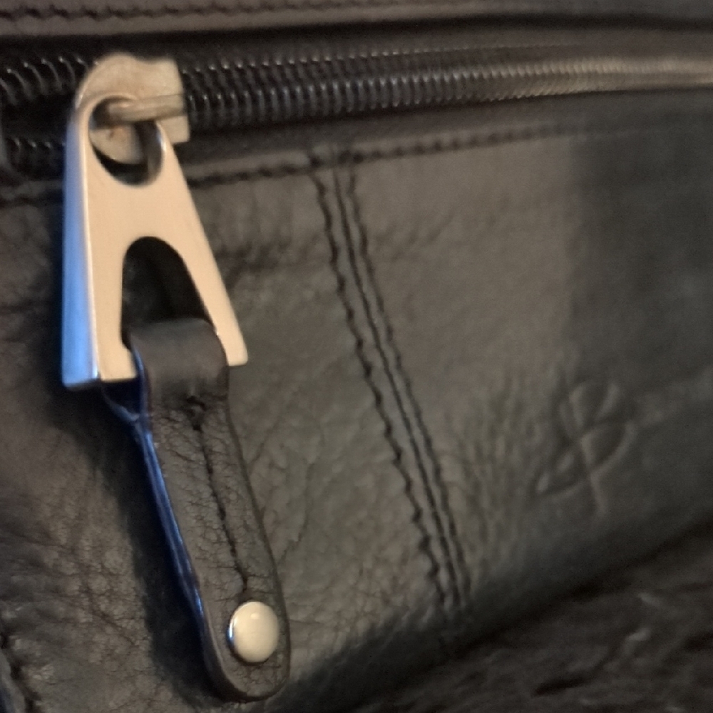 B. Makowsky Black Leather Clutch with Silver Logo Plate - Picture 7 of 7